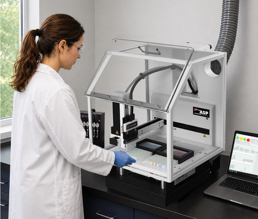 Scientist using mPrep ASP automated specimen processor